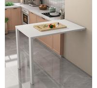 BYJSJY Table Murale Rabattable en Panneau Épaissi avec Pieds en Acier, Table de Cuisine Pliable Gain de Place, Table à Manger/Bureau Mural Anti-Rayure pour Cuisine Salon(White,75x30cm(29.5x11.8in))