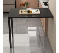 BYJSJY Table Murale Rabattable, Table Pliante Murale Gain de Place en Panneau de Qualité, Bureau Mural Multifonction pour Cuisine, Salle à Manger, Chambre et Salon(Black,90x80cm(35.4x31.5in))