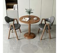 BYJSJY Table Ronde en Bois Bistro avec 2 chaises en Simili-Cuir PU, Ensemble Repas Compact pour Balcon café(Dark Gray)