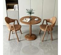 BYJSJY Table Ronde en Bois Bistro avec 2 chaises en Simili-Cuir PU, Ensemble Repas Compact pour Balcon café(Brown)
