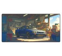 BYJUMB Manga Motors geralds-gtr-r34 Tapis de souris de jeu WFH de grande taille pour bureau complet (Geralds-GTR, tissu AeroGlyde (Grand (91,4 x 43,2 cm)