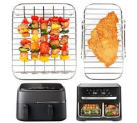 BYKITCHEN Accessoires Air Fryer pour Philips 3000 dual basket, Accessoires Air Fryer pour Moulinex Dual Easy Fry & Grill, 2 Supports de friteuse à air avec 5 brochettes