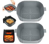 BYKITCHEN Air Fryer Accessoires, 2 Pièces Moule Silicone Air Fryer, 20cm Carre Plat Silicone Air Fryer,Accessoires pour Friteuse Air Fryer Philips,Ninja Speedi,Cosori,Ultenic,Cecotec