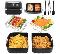 BYKITCHEN Airfryer Lot de 7 accessoires pour Ninja Flex Drawer AF500EU 10,4 l, accessoires de friteuse à air chaud, pour Ninja Foodi Flexdrawer Dual Zone, avec moule de cuisson en silicone, compatible