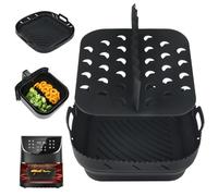 BYKITCHEN Doublure de friteuse à air comprimé en silicone avec séparateur, accessoires de friteuse à air carré en silicone pour Ninja Speedi 5,7 L/Cosori 5,5 L/Tefal/Instant Vortex/Philips Air Fryer,