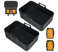 BYKITCHEN Doublures de friteuse à air en silicone pour Ninja Dual 9,5 L/tour 9 L/Instant Vortex/Salter, grands accessoires pour friteuse à air comprimé Ninja AF451UK/AF400UK/EMtronics/Devology et