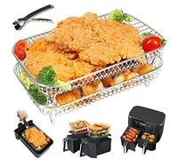 BYKITCHEN Grands supports de friteuse à air comprimé en acier inoxydable 304 avec clip, accessoires pour friteuse Ninja à double piquet XL/Dual AF400UK/AF451UK 9,5 L/tour/Instant Vortex/EMtronics 2