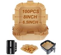 BYKITCHEN Lot de 100 doublures carrées en papier sulfurisé jetables pour friteuse à air, papier sulfurisé pour friteuse à air, compatible avec COSORI, Ninja, Tower (non blanchi)