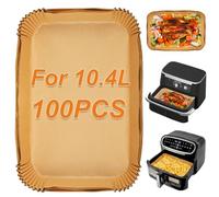 BYKITCHEN Lot de 100 doublures de friteuse à air comprimé pour Ninja AF500UK AF500UKCP 10,4 L, accessoires de friteuse à air comprimé pour tiroir Ninja Flex Megazone, compatibles avec Duronic 10 L