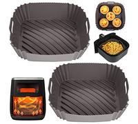 BYKITCHEN Lot de 2 doublures carrées en silicone pour friteuse à air comprimé de 20.3 cm, Vortex instantané, friteuse à air Tefal (taille intérieure : 18 cm)