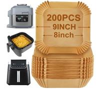 BYKITCHEN Lot de 200 doublures de friteuse à air, compatibles avec Ninja Speedi 5,7 L, Cosori 5,5 L, Ninja MAX PRO/Philips 6,2 L, grand revêtement de friteuse à air comprimé de 20 cm, papier parchemnt