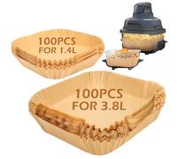 BYKITCHEN Lot de 200 doublures de friteuse à air comprimé pour friteuse Ninja CRISPi/Crispy en verre portable UK, 100 pièces pour 3,8 l et 100 pièces pour 1,4 l, sacs jetables pour friteuse à air