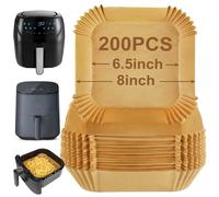 BYKITCHEN Lot de 200 doublures jetables pour friteuse à air comprimé de 20,3 cm, papier sulfurisé antiadhésif pour friteuse à air, compatible avec COSORI, Russell, Tefal, Tower (intérieur 16,5 cm)