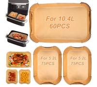 BYKITCHEN Lot de 210 papiers de cuisson pour friteuse à air Ninja AF500UK, accessoires pour friteuse à air Flex Drawer 10,4L, accessoires AF500UK, grands papiers de cuisson pour friteuse à air