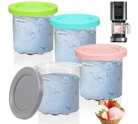 BYKITCHEN Lot de 4 récipients à pinte Creami pour sorbetière Ninja CREAMi, pots à dessert, pintes et couvercles Creami, compatibles avec la sorbetière Ninja NC300UK