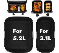 BYKITCHEN Moule Silicone Air Fryer pour Moulinex Easy Fry Dual EZ9018 5,2/3,1 L, Plat Silicone Air Fryer, Accessoires Air Fryer pour Moulinex, Moule Air Fryer pour Moulinex