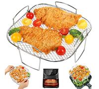BYKITCHEN Panier Carré en Acier Inoxydable 304 pour Friteuse à Air, Grille Accessoire Compatible avec Vortex, Cosori, Tower, Gourmia, 20,5 x 20,5 x 9 cm