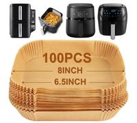 BYKITCHEN Papier cuisson air fryer Philips 4,2L, 100 pièces | Format 16,5x20cm pour Philips Série 2000 et Moulinex 5L, barquettes jetables, accessoires air fryer