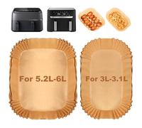 BYKITCHEN Papier cuisson pour air fryer Moulinex EZ9018, 100 pièces | Pour Moulinex 5,2L/3,1L, Philips Série 3000 ,Cecotec DuoSize 9L, accessoires air fryer pour garder le panier propre,2 tiroirs