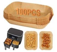 BYKITCHEN Papier Cuisson Pour Air Fryer Ninja 9,5L/7.6L, 100 Pièces Accessoire Pour Air Fryer Ninja AF300EU & Foodi Max Dual Zone AF400EU & Ninja Double Stack XL SL400EU, Papier Sulfurisé
