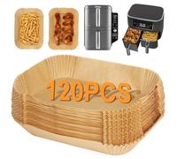 BYKITCHEN Papier Cuisson Pour Air Fryer Ninja Double Stack XL SL400EU 9,5L, 120 Pièces Accessoire Pour Air Fryer Ninja, Papier Sulfurisé Compatible Ninja AF300EU 7.6L/ Foodi Max Dual Zone AF400EU