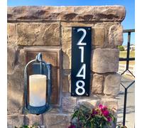 Bykiyevm - Numéros de maison personnalisés modernes, acrylique noir, 38 x 12,6 cm, vertical, personnalisables, résistants aux intempéries