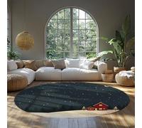 BYLEEHOMED Arbre de Noël Joyeux Noël Rond Tapis 210 cm Hiver Tapis Cercle Lavable À Pouille pour Entrée Chambre Salon Décoration Intérieure