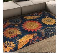 BYLEEHOMED Boho Dreamcatcher Tapis Fleuri antidérapant en Plumes du Milieu du siècle pour Le Salon Revêtement de Sol intérieur extérieur Anti-déplacement 60x120cm