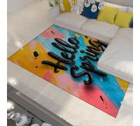 BYLEEHOMED Bonjour Tapis de Surface Lavable de Printemps 180x240cm Dessins colorés antidérapants Ferme antidérapante en Caoutchouc avec Dos Moquette de Sol pour la Table de Chevet de l’entrée