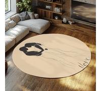 BYLEEHOMED Couple Noir et Blanc adopte Un Tapis Rond Tapis Romantique Minimaliste « Amour » pour Couple Tapis Lavable pour la décoration de Mariage dans la Chambre 90 cm