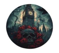 BYLEEHOMED Dark Academia Moody Lavable Vintage Rond Tapis Horreur Château Doux Antidérapant Cercle Tapis pour Entrée Chambre Cuisine Décor 150x150cm