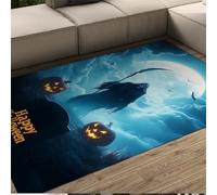 BYLEEHOMED Décor d’Halloween Vacances Cuisine Tapis Crâne Diable avec Faux Motif Gothique Halloween Tapis de Fête pour Décor de Salon Antidérapant 180x240cm
