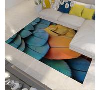BYLEEHOMED Effets visuels 3D Tapis en Plumes coloré 80x150cm Tapis Aile d’Ara Perroquet carpette esthétiques Turquoise et Orange éclatants pour l’entrée du Couloir