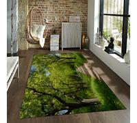 BYLEEHOMED Espace d’Impression botanique Moderne Tapis Chênes Verts sur Un Sentier forestier Entretien Facile sans Perte de Poils Idéal pour Les Zones très fréquentées dans la Chambre 60x90cm