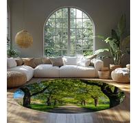 BYLEEHOMED Forest Path Soleil Tapis Rond Ferme Tapis Doux antidérapant Lavable Surface intérieure Tapis d’Accent pour Bureau à Domicile Décoration de Maison 210 cm