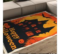 BYLEEHOMED Halloween château Tapis 140x200cm saisonnier Automne Halloween Vacances Profil Bas Tapis de Sol antidérapant Tapis d’intérieur pour Salon