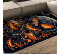 BYLEEHOMED Halloween Citrouille Tapis d’entrée Yeux brûlants Lavable antidérapant à Poils Ras jeté Tapis pour Salon Maison hantée décor de fête 180x270cm