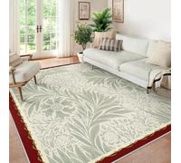 BYLEEHOMED Milieu du siècle Boho Floral Tapis 80x150cm Lavable antidérapant Sauge Vert Fleurs Doux Vieilli Tapis antidérapant pour Chambre Salon