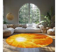 BYLEEHOMED Morning Sunshine et Cloudscape Tapis Ronds lavables 90 cm Cartoon Solar Explosion Print Circle Carpet pour Chevet Classroom Decor
