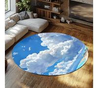 BYLEEHOMED Nuages Blancs comme Neige Tapis Rond 60 cm Paysage côtier Moderne Non-muant Antidérapant Rabat Salon Entrée Cercle Tapis
