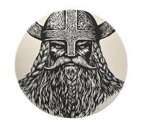 BYLEEHOMED Portrait de Guerrier Viking Tapis Rond Tapis Nordique du Milieu du siècle pour Salle de Jeux carpette Cercle Vintage pour Salle de Jeux Appartement dortoir 150 cm