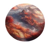 BYLEEHOMED Romantique Automne Forêt Rond Tapis Fantasy Automne Feuillage Cercle Tapis 180 cm Lavable en Machine Tapis de Sol antidérapant pour décor de Salon