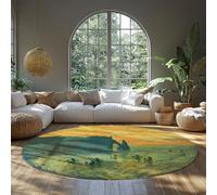 BYLEEHOMED Rond célèbre Peinture estampes Tapis antidérapants 180 cm falaises à Etretat Tapis Circulaire Lavable pour Salle à Manger sous la Table de Cuisine