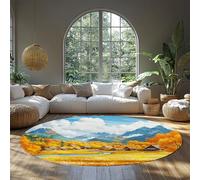 BYLEEHOMED Série saisonnière Automne Rizière Landsca Rond Tapis Moderne Cercle Antidérapant Portable Léger Tapis pour Balcon Camping 90 cm