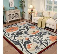 BYLEEHOMED Style Vintage imprimé Floral Grands Tapis 90x180cm Lavable Doux antidérapant Boho Gerbera Fleurs vignes Tapis de Sol pour l’entrée sous-Sol dortoir