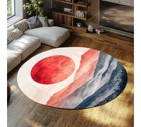 BYLEEHOMED Surface Ronde Solaire Tapis Abstrait Montagnes Lever de Soleil Tapis Circulaire Doux à Poils Bas lavables idéal pour Les Zones à Fort trafic dans l’entrée 150 cm