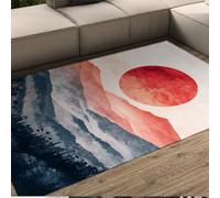 BYLEEHOMED Tapis Bohemi Sun Area Art Abstrait du Milieu du siècle Montagnes Paysage Tapis Doux à Poil Bas Lavable pour Les Zones à Fort Passage dans l’entrée 120x180cm