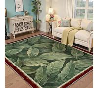 BYLEEHOMED Tapis botanique Vert Sauge 180x240cm Feuilles de Plantes Doux Lavable antidérapant à Poils Ras Vintage Campagne décor Tapis pour Vivre Salle à Manger dortoir