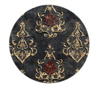 BYLEEHOMED Tapis Circulaire Baroque orné Tapis Ronds Classiques orientaux Style Damas Vintage foncé Idéal pour Les Zones très fréquentées du Salon 90 cm