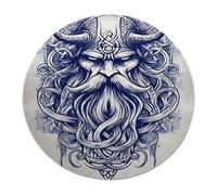 BYLEEHOMED Tapis circulaires antidérapants lavables Tapis Rond Viking Bleu crème carpette de mythologie Nordique Grand carpette pour Chambre et Salon 150 cm